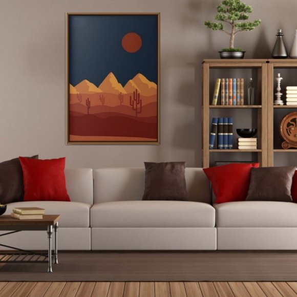 Modern boho desert landscape wall decor art print - Picture 2 of 3